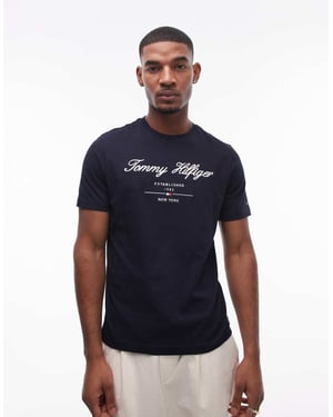 Tommy Hilfiger script logo t-shirt in navy