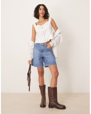 Nobody's Child Brixton longline denim shorts in mid wash