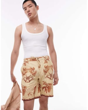 Topman avslappnad tryckt shorts i sten