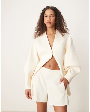 ASOS DESIGN tailored linen look boxer shorts in buttermilk