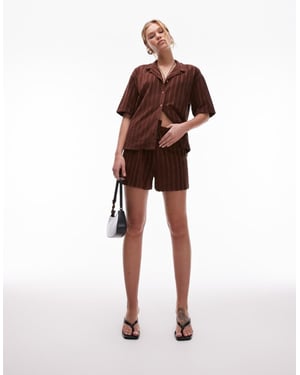 Topshop towelling shorts co-ord in chocolate brown