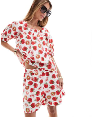 Pieces knytmidja kort set i tomatflicka-mönster