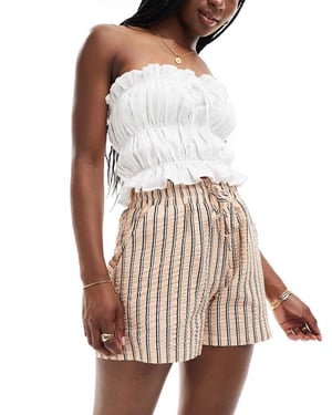 ASOS DESIGN seersucker shorts med knytmidja i naturlig rand