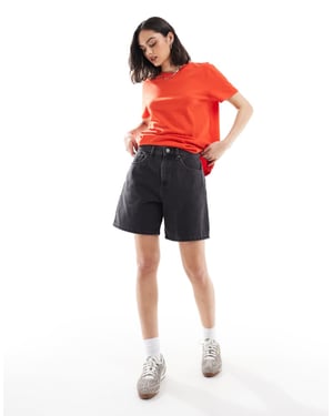 Cotton On relaxed denim short in vintage black worn