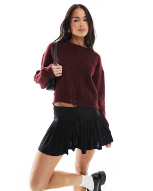 ASOS DESIGN deep waistband low rise micro mini skort in black
