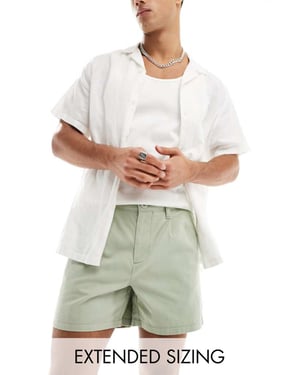 ASOS DESIGN veckad chino-short i salviagrön