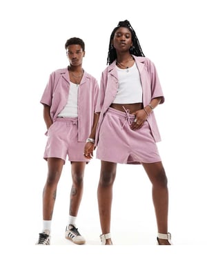 Återvunnen vintage unisex kordshorts i rosa co-rd