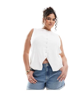 ASOS DESIGN Curve denim comfort mom short in mid blue