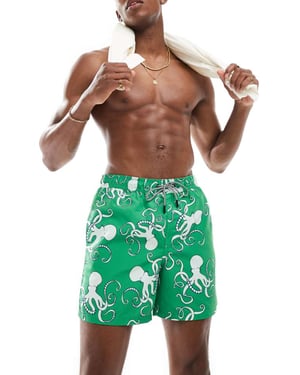 Jack & Jones badshorts med bläckfisktryck i grön