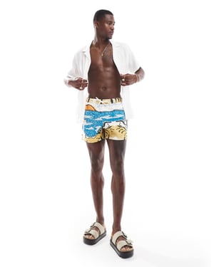ASOS DESIGN badshorts i kort längd med motivtryck