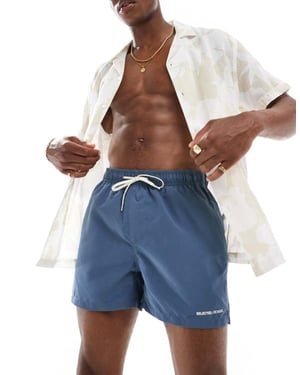 Utvalda badshorts i blått