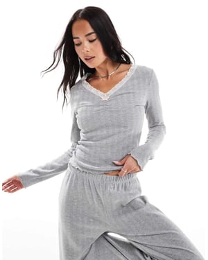 Miss Selfridge spetsdetalj pointelle långärmad topp set