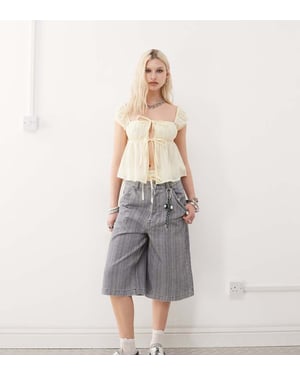 COLLUSION baggy jort in grey stripe