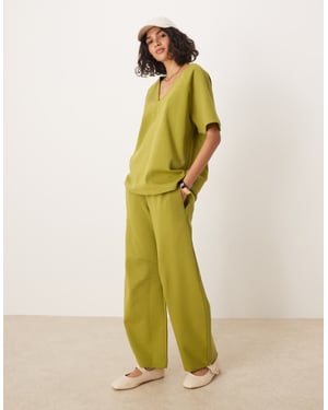 ASOS DESIGN interlock barrel leg jogger co-ord in khaki