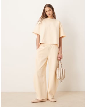 ASOS DESIGN interlock co-ord barrel leg jogger in buttermilk