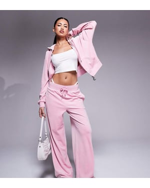 Juicy Couture velour wide leg joggers in dusty pink exclusive to asos - PINK