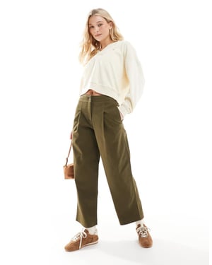ASOS DESIGN clean waist barrel chino in khaki
