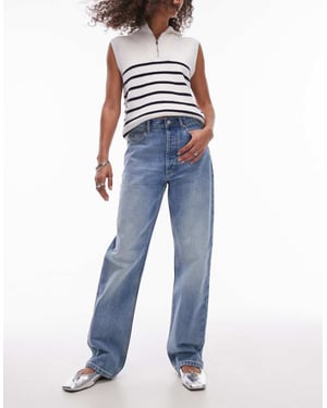 Topshop Petite Kort high rise straight jean in bleach