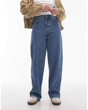 Topshop mid rise loose fit straight jean in vintage blue