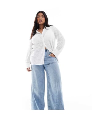 ONLY Curve lace shirt in white
