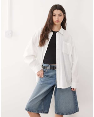 COLLUSION oversized linen look blend shirt in white - WHITE