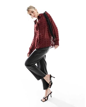 ASOS DESIGN oversized skjorta i dobby i vinröd