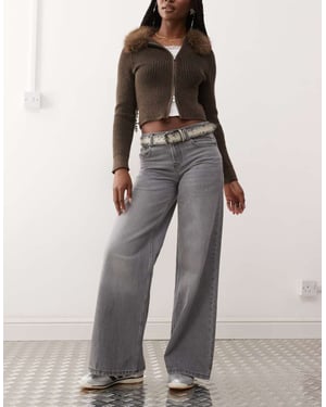 Reclaimed Vintage 88' wide baggy low rise leg jean in grey wash