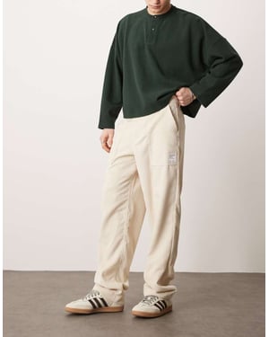 ASOS DESIGN straight fit cord trouser in cream