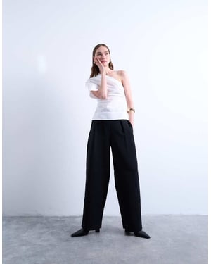 Topshop co ord slouchy clean waist band tailored trouser in black
