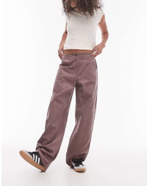 Topshop relaxed fit tailored corduroy trousers in dusky pink
