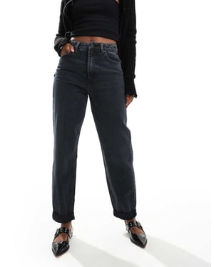 ASOS DESIGN high rise relaxed mom jeans in blue black