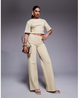 ASOS DESIGN interlock wide leg trousers co ord in buttermilk