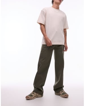 Dickies unionville pleated wide leg work trousers in khaki green