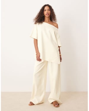 ASOS DESIGN interlock super wide leg trouser in coconut milk co-ord
