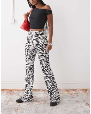 Noisy May jersey flare trouser in zebra