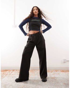 COLLUSION tailored wide leg trouser in black
