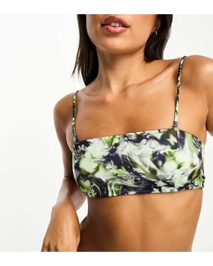 Weekday Aura bandeau bikiniöverdel i bliss lime exklusiv för ASOS