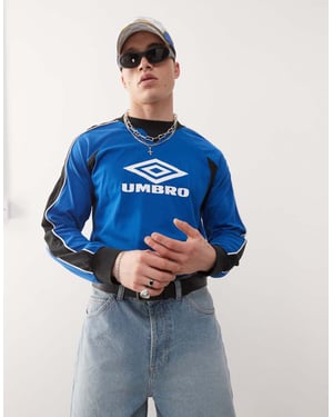 Umbro panelled long sleeve t-shirt in blue and white