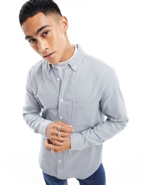 ASOS DESIGN borstad oxford regular skjorta i grått