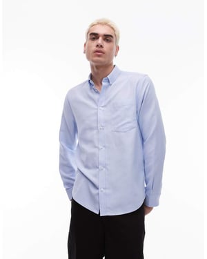 Topman long sleeve textured formal shirt in light blue