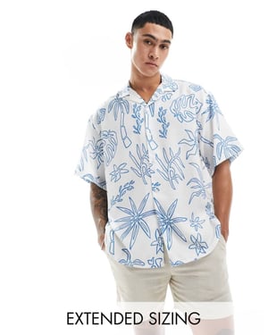 ASOS DESIGN oversized skjorta med revers i linjetecknat tryck