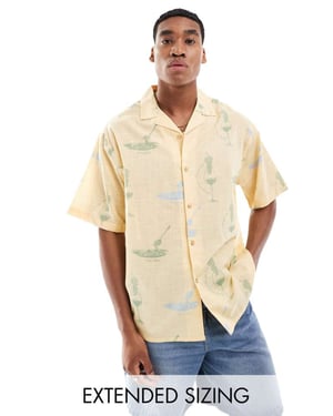 ASOS DESIGN oversized skjorta med vin- och pastamönster