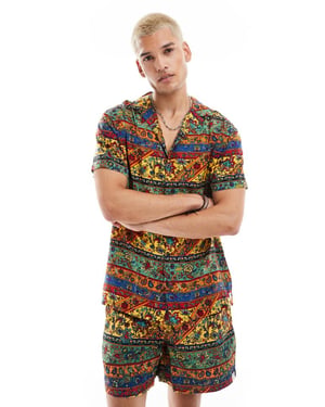 Hunky Trunks paisley strandskjorta co ord i multifärgad