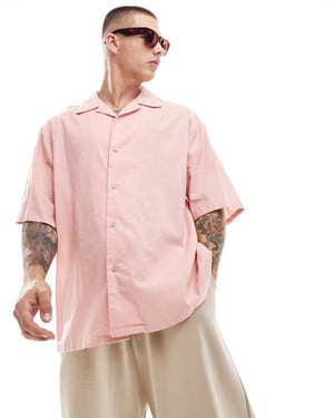 Sixth June kortärmad oversized linne skjorta i rosa