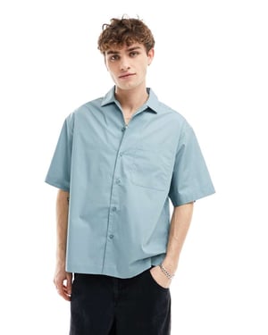 ASOS DESIGN oversized poplin-skjorta i ljus teal