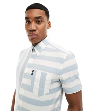 Ben Sherman kortärmad patchworkskjorta i ljusblått