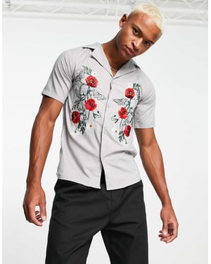 Bolongaro Trevor skjorta med rosbroderi i sten