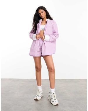 ASOS DESIGN Weekend Collective koord oversized skjorta med färgblockering i rosa rand
