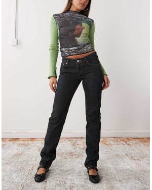 Weekday Nail låghöga slim leg jeans i mörkblå tvätt