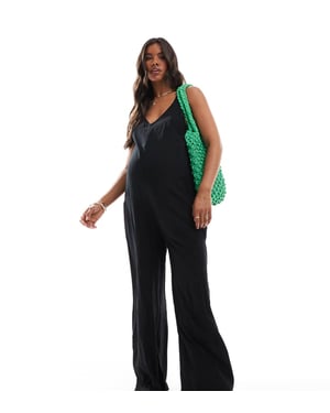 ASOS DESIGN Graviditet strandoverall med fickdetaljer i svart